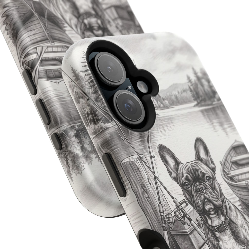 Personalized French Bulldog Lakeside Dock Phone Case — Wireless Charging Cover