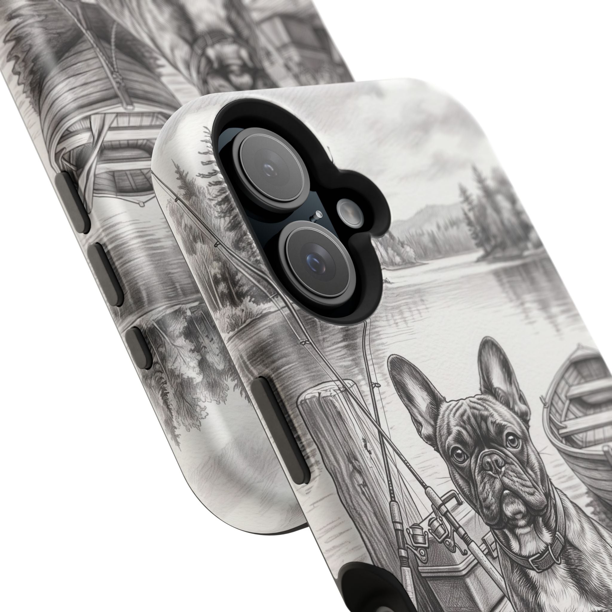 Personalized French Bulldog Lakeside Dock Phone Case — Wireless Charging Cover