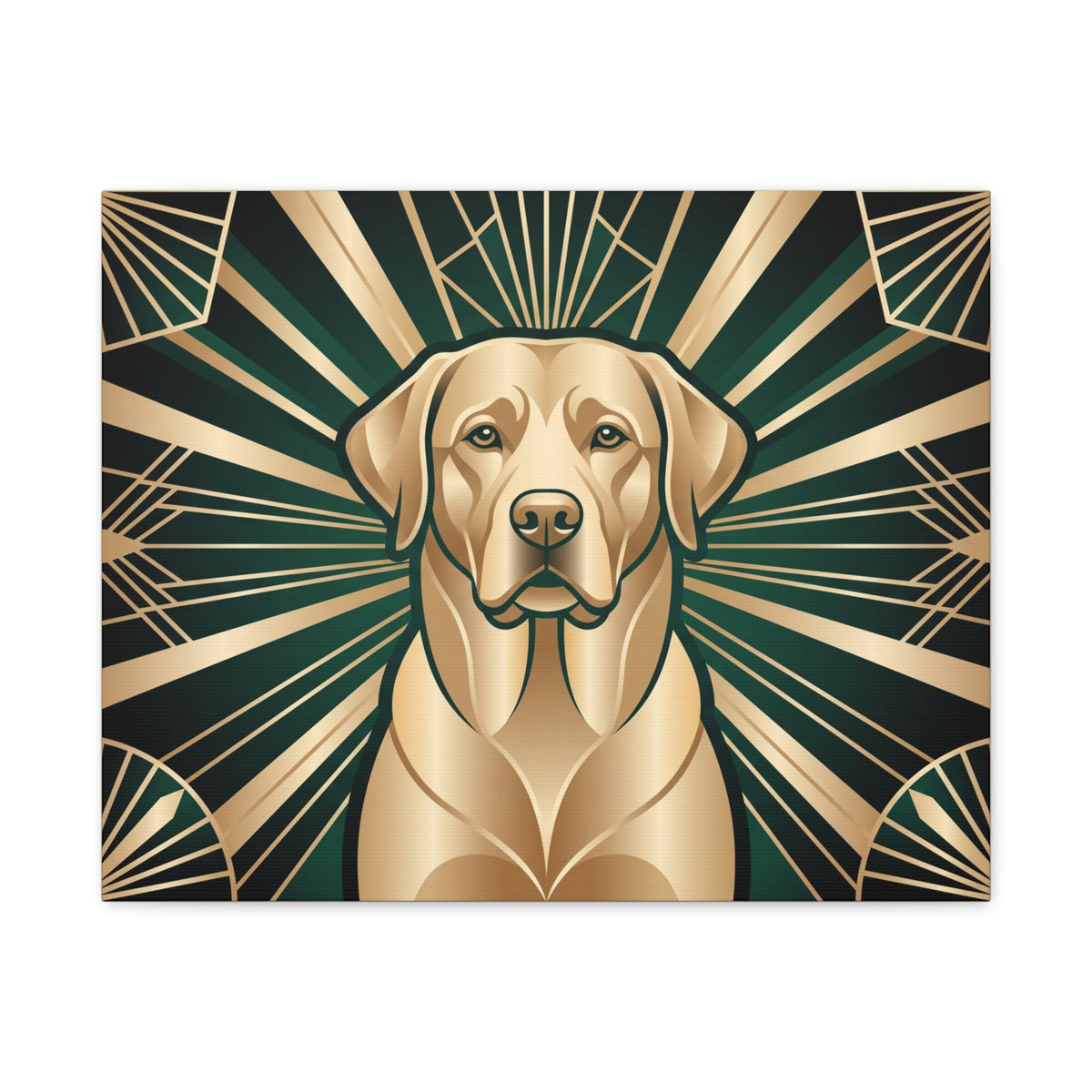Labrador Canvas | Art Deco Emerald & Gold Wall Art