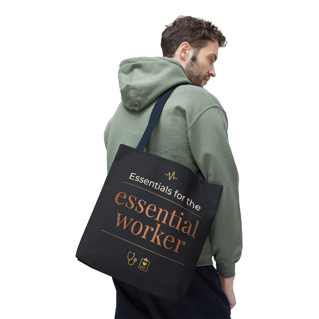 Essentials for the Essential Worker Tote | Healthcare Worker Gift Tote Bag | Nurse Doctor Appreciation Gift | Premium Polyester Carry-All