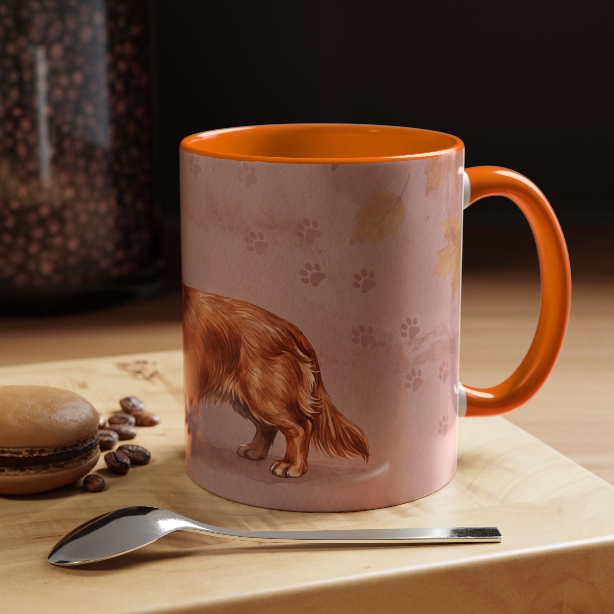 Dachshund Lover Mug | Long-Haired Wiener Dog with Plaid Bandana, Dusty Rose Watercolor Dog Gift