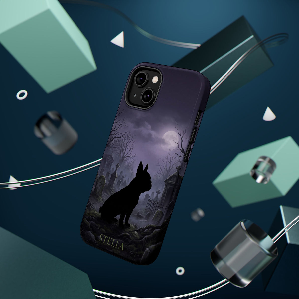 Personalized French Bulldog Moonlit Graveyard Phone Case — Wireless Charging Cover