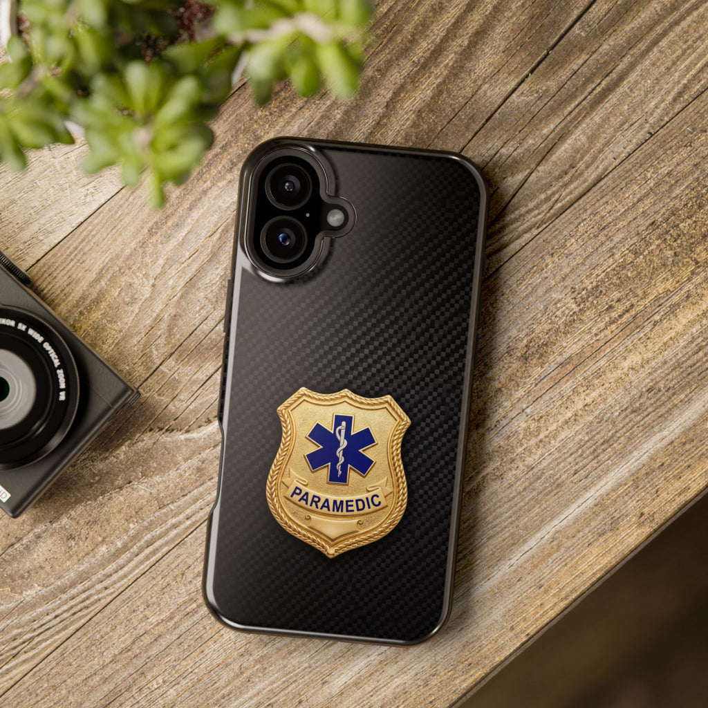 Gold Paramedic Badge Black Phone Case — Magnetic Wireless Charging Cover