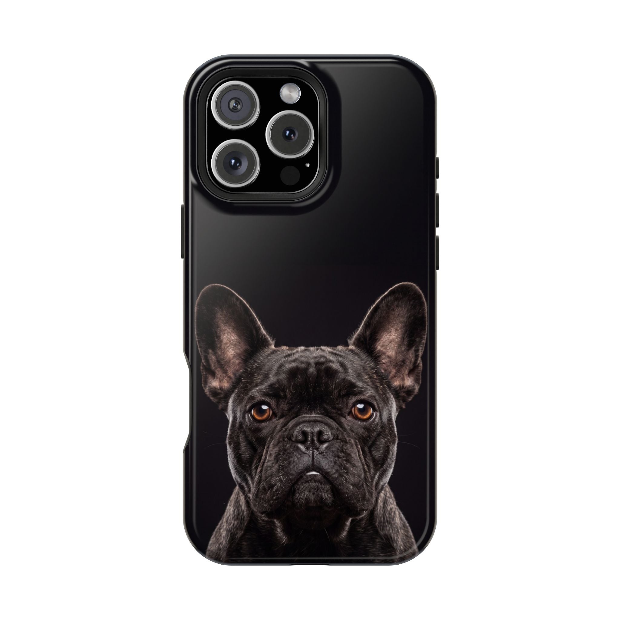Black French Bulldog Phone Case — Impact-Resistant Wireless Charging Cover