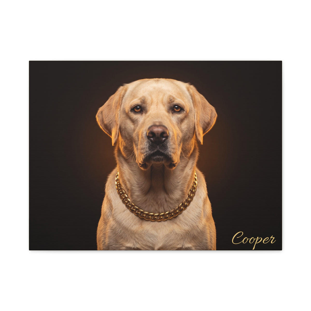 Labrador Personalized Canvas | Gold Chain Boss Dog Wall Art