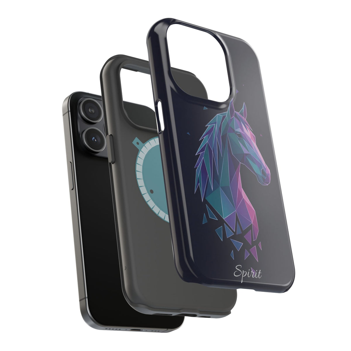 Personalized Geometric Horse Phone Case — Tough Magnetic Case with Wireless Charging