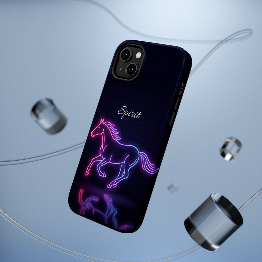 Personalized Neon Glow Horse Phone Case — Tough Magnetic Case with Wireless Charging