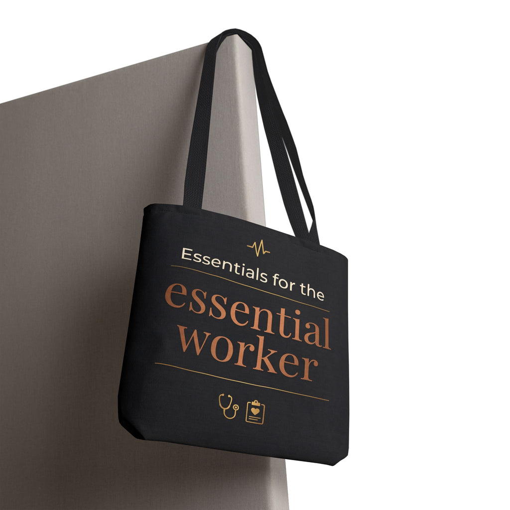Essentials for the Essential Worker Tote | Healthcare Worker Gift Tote Bag | Nurse Doctor Appreciation Gift | Premium Polyester Carry-All
