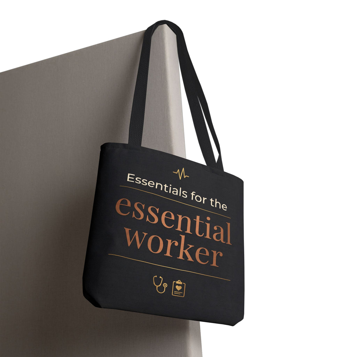Essentials for the Essential Worker Tote | Healthcare Worker Gift Tote Bag | Nurse Doctor Appreciation Gift | Premium Polyester Carry-All