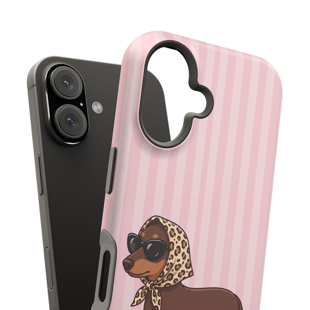 Preppy Dachshund Phone Case — Impact-Resistant Wireless Charging Cover