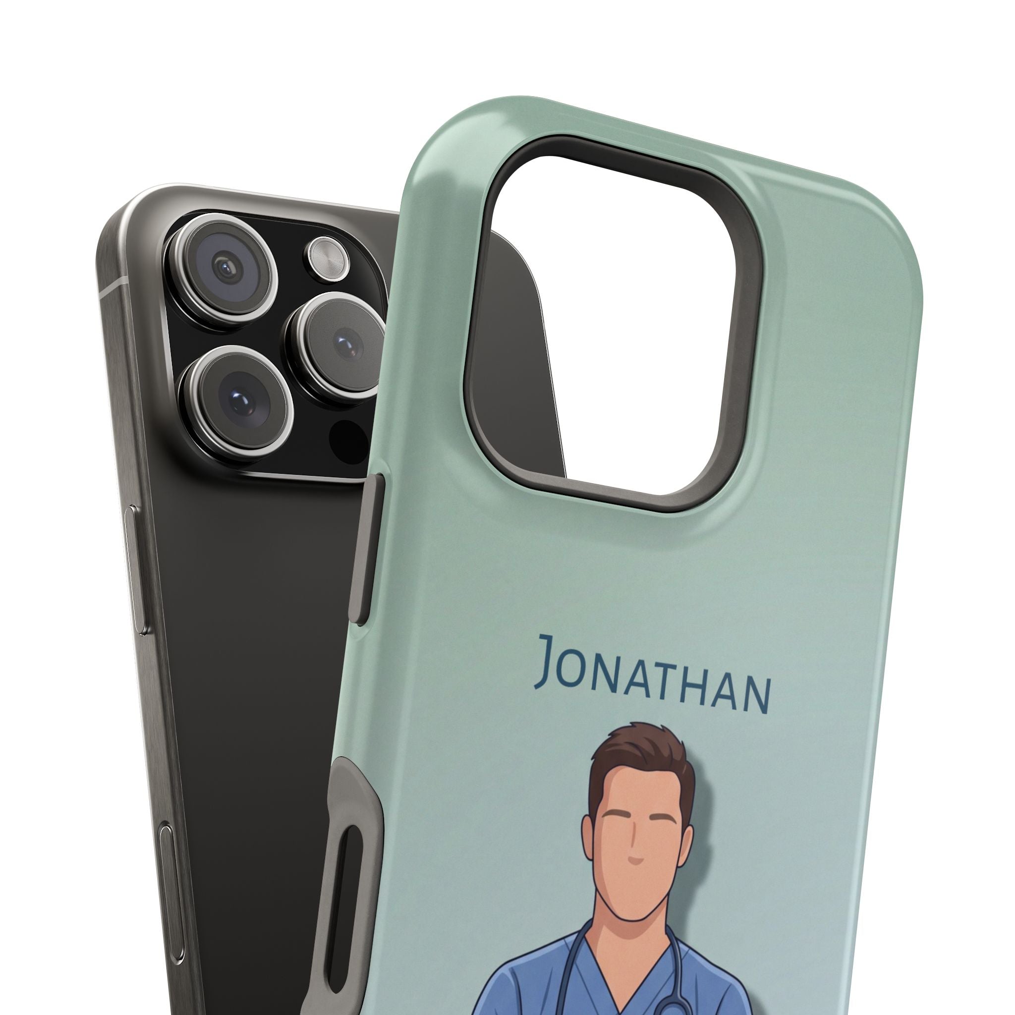 Personalized Nurse Portrait Phone Case — Impact-Resistant Wireless Charging Cover