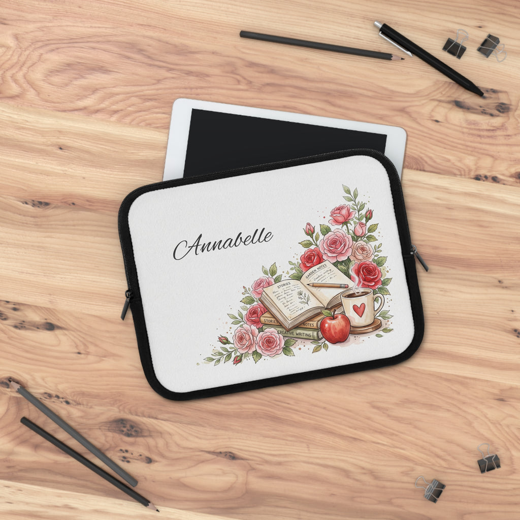 Personalized Teacher Laptop Sleeve | Custom Name Floral Watercolor Laptop Case | Teacher Appreciation Gift