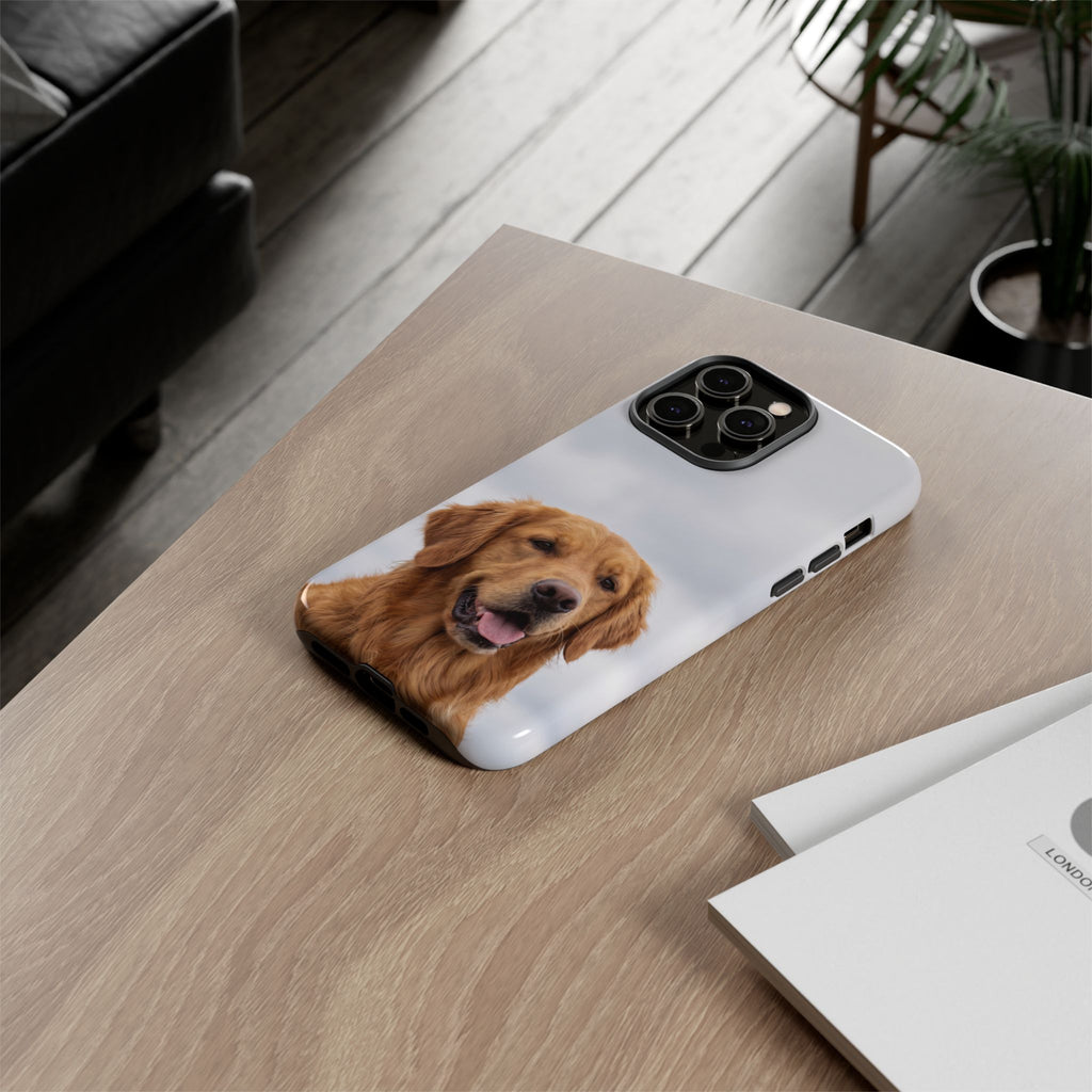 Golden Retriever Portrait Phone Case | Happy Dog Photo on Soft Sky Background | Samsung & iPhone