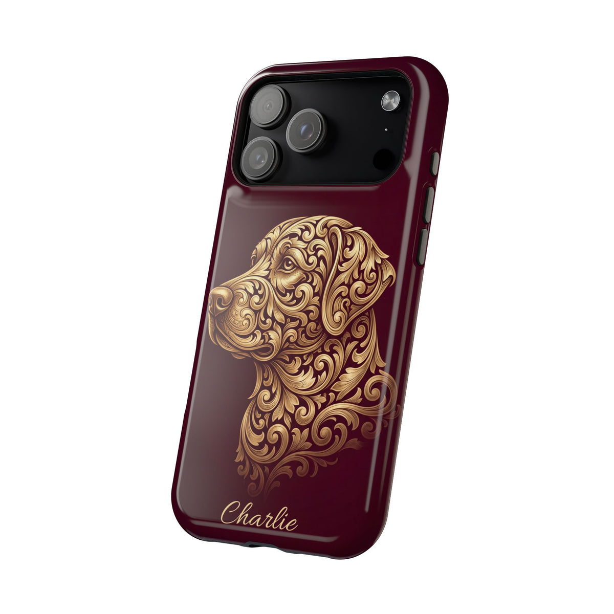 Personalized Gold Filigree Labrador Phone Case — Tough Magnetic Case with Wireless Charging