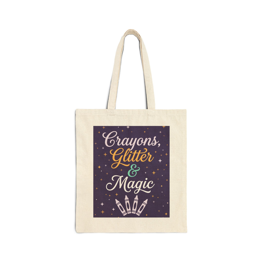Crayons Glitter & Magic | Teacher Tote Bag | Creative Teacher Tote Bag