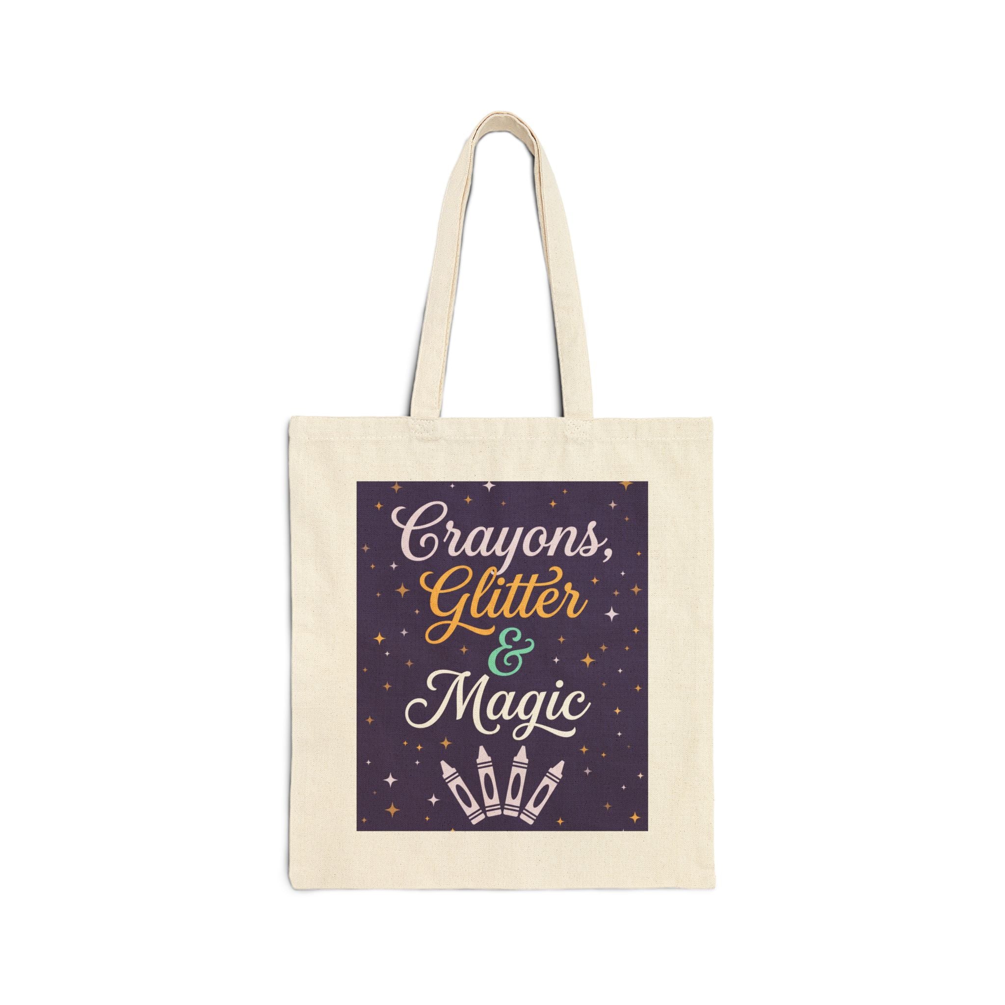 Crayons Glitter & Magic | Teacher Tote Bag | Creative Teacher Tote Bag