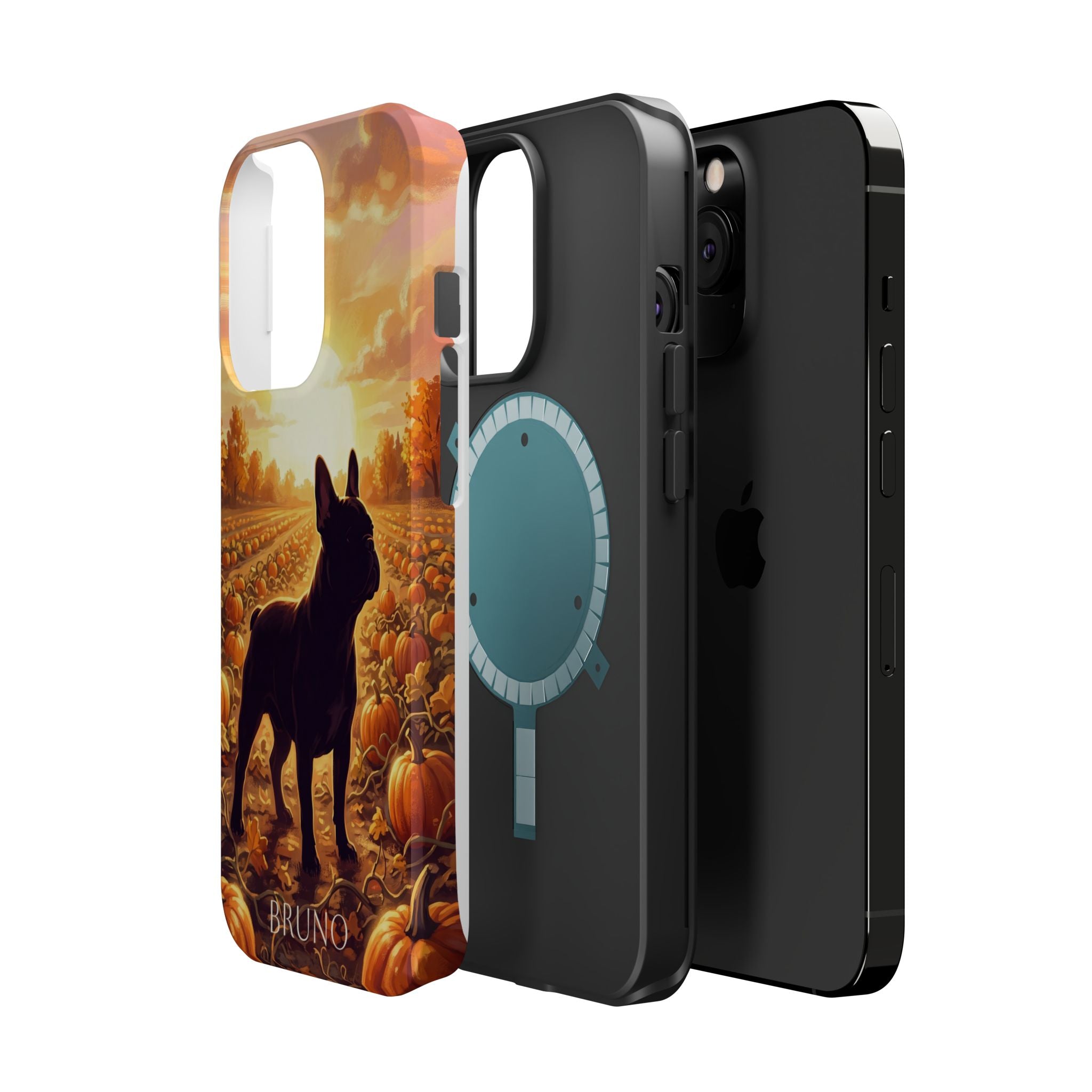 Personalized French Bulldog Pumpkin Patch Phone Case — Wireless Charging Cover