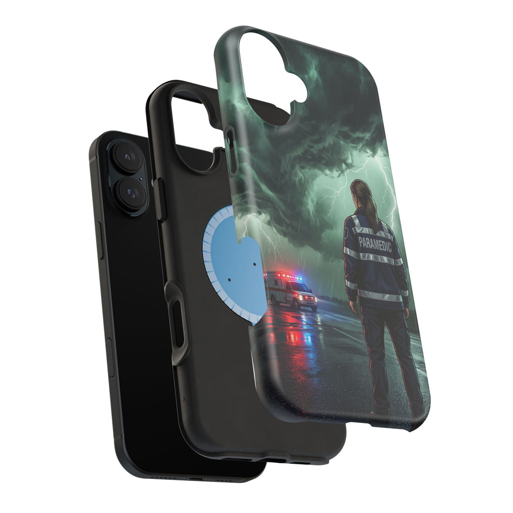 Female Paramedic Green Storm Phone Case — Magnetic Wireless Charging Cover