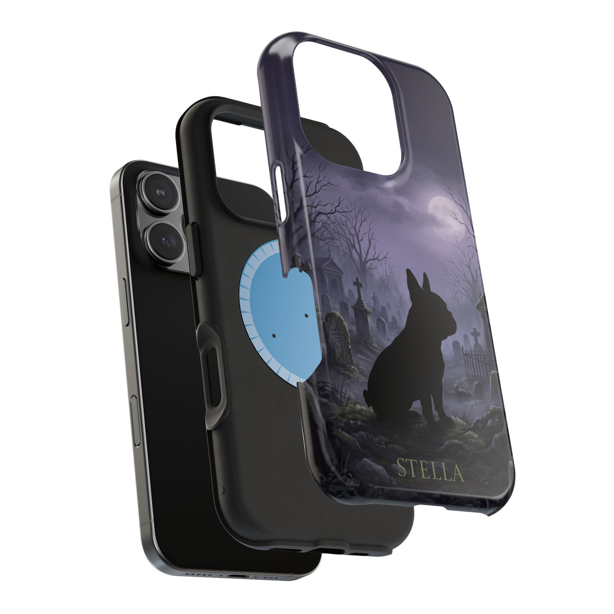 Personalized French Bulldog Moonlit Graveyard Phone Case — Wireless Charging Cover
