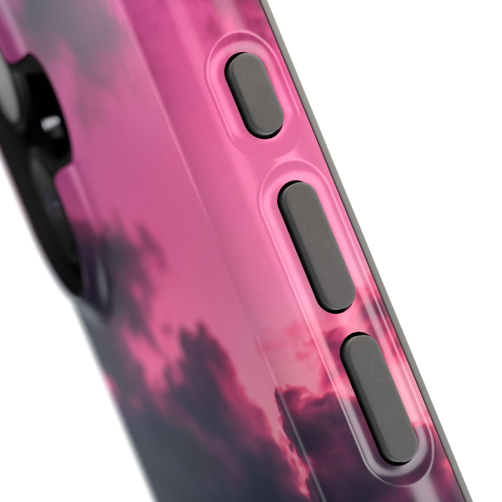 Pink Sky Paw Print Phone Case — Impact-Resistant Wireless Charging Cover