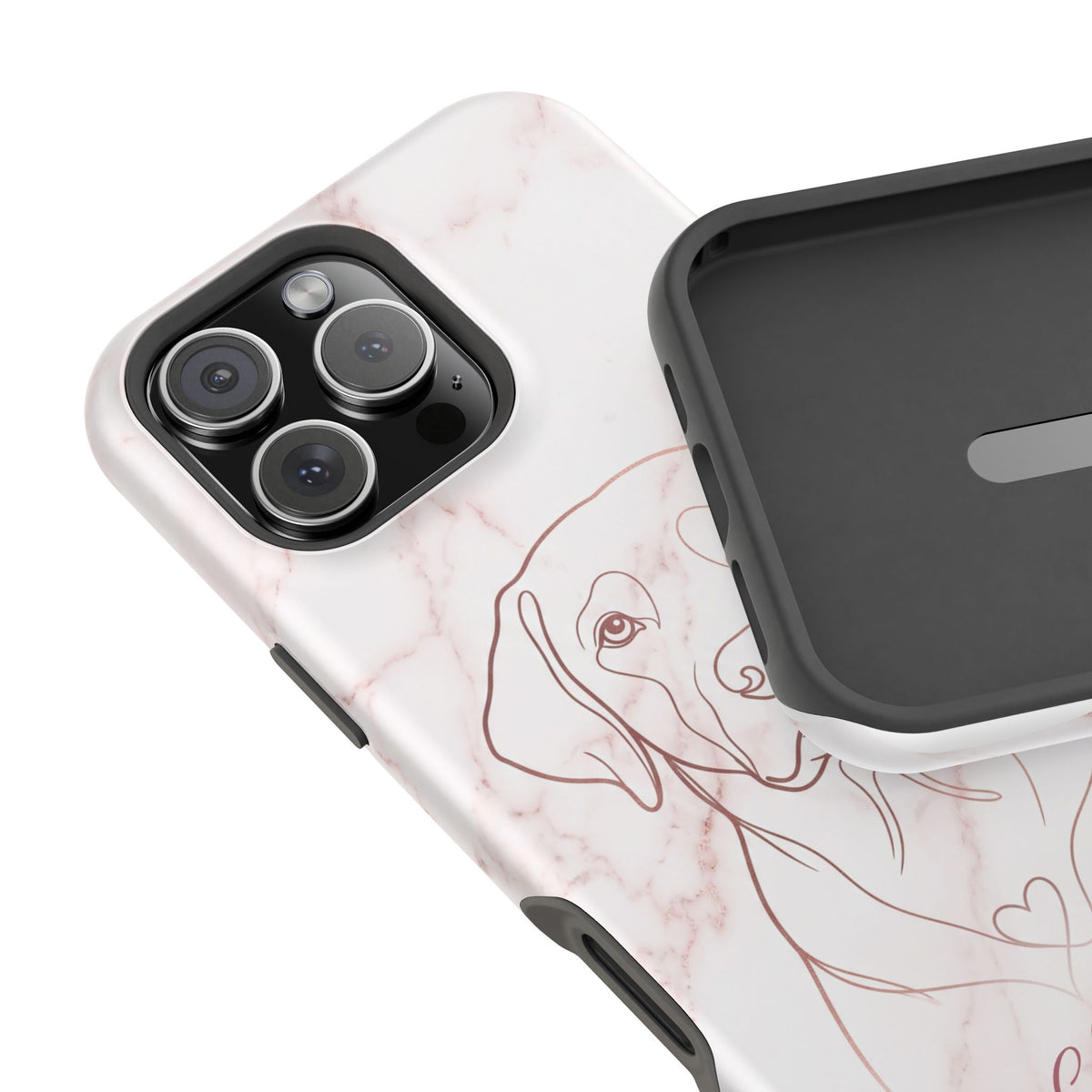 Personalized Rose Gold Marble Labrador Phone Case — Tough Magnetic Case with Wireless Charging