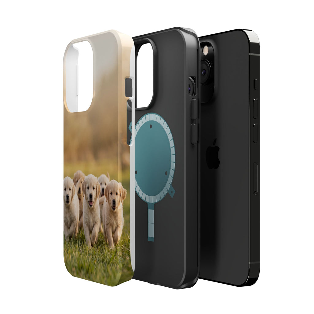 Golden Retriever Puppies Phone Case — Impact-Resistant Wireless Charging Cover