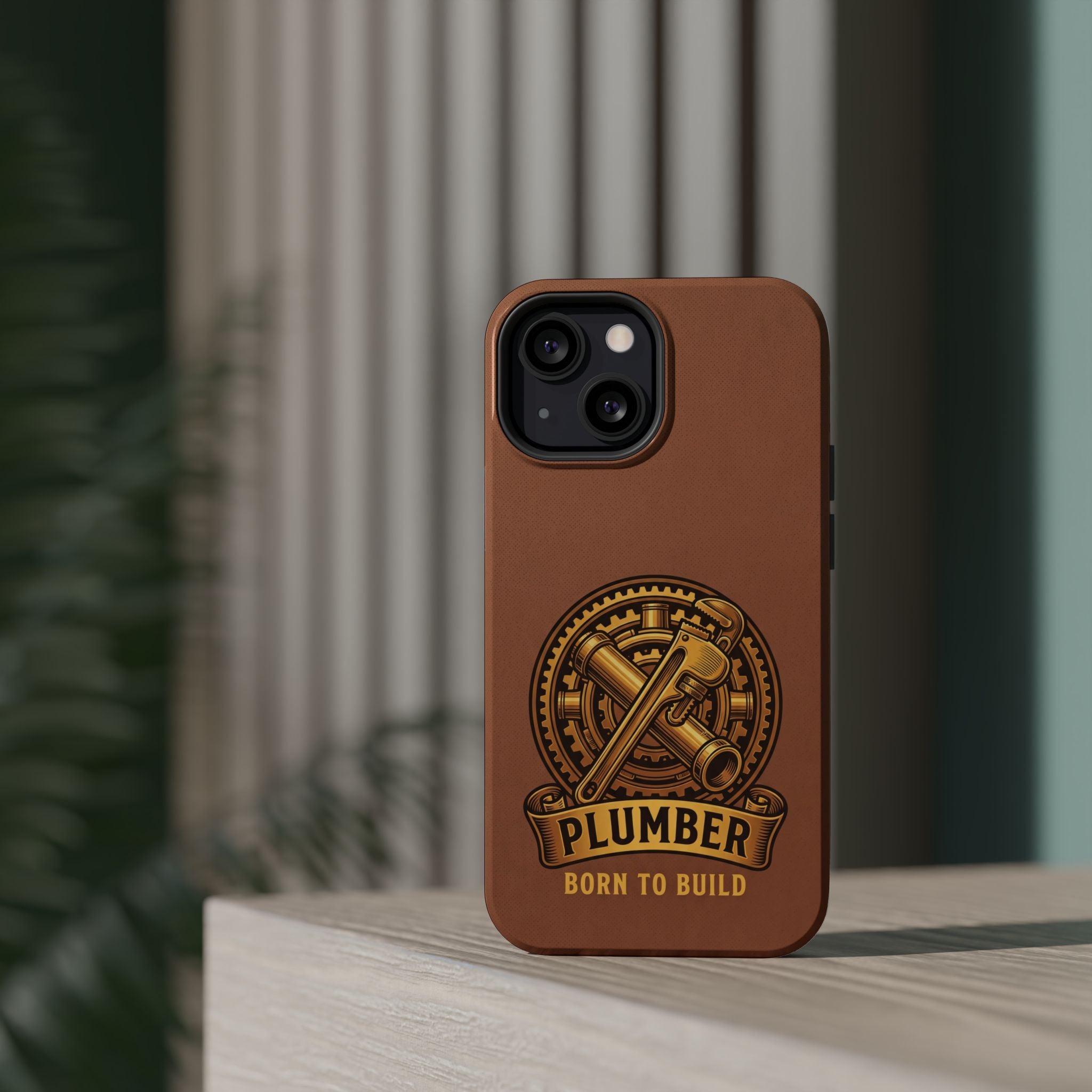 Plumber Born to Build Phone Case — Badge Wireless Charging Cover