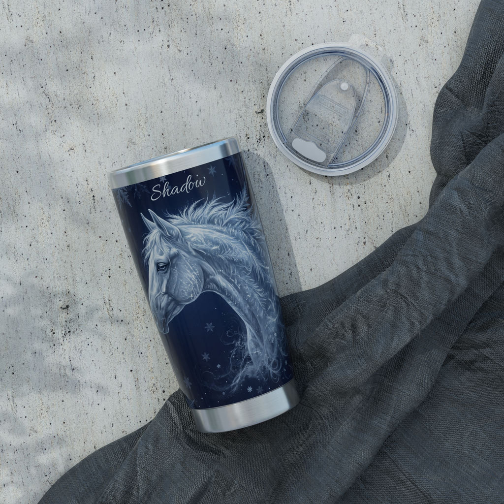 Horse Personalized Tumbler | Winter Frost Art — 20 oz Stainless Travel Mug