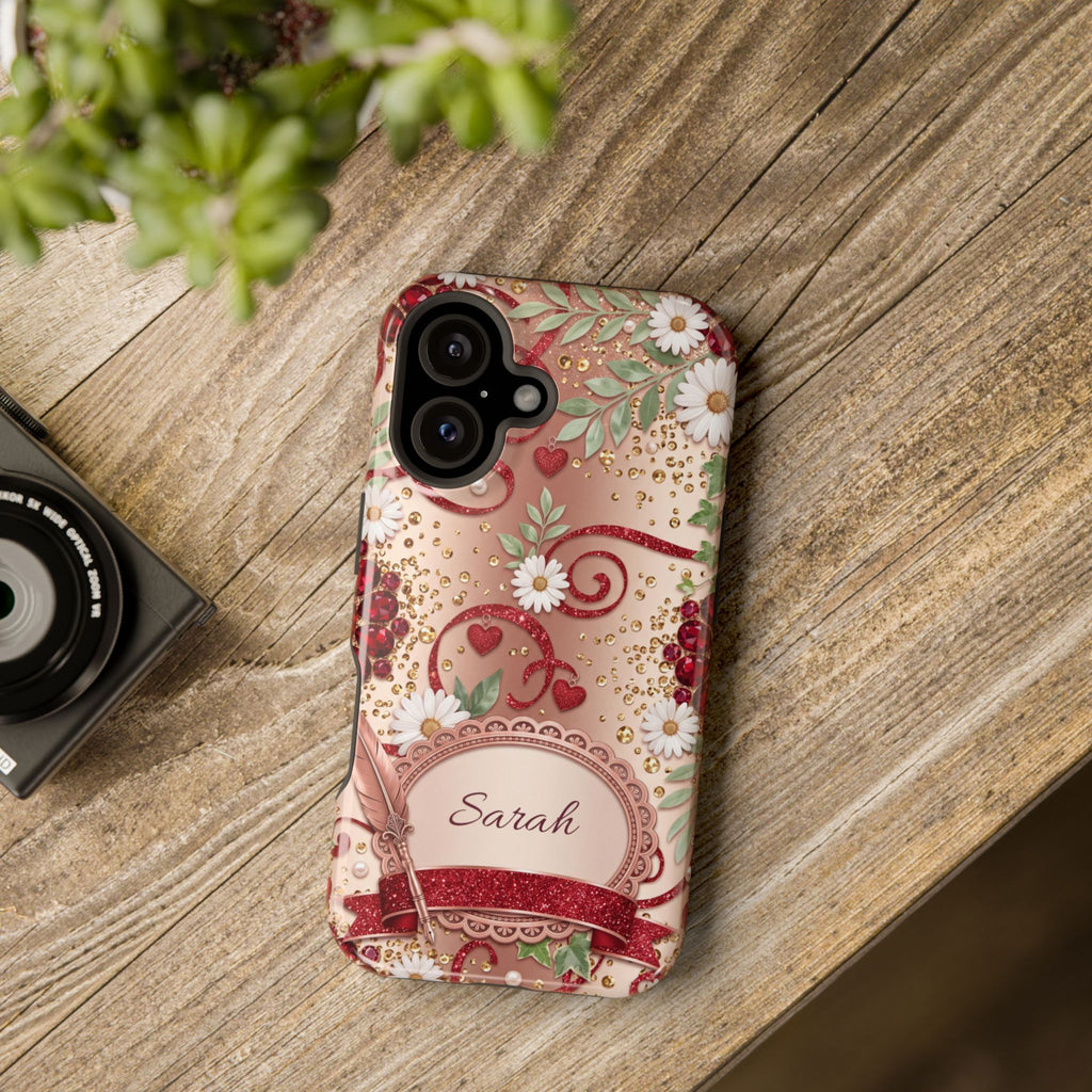 Personalized Vintage Floral Teacher Phone Case — Wireless Charging Cover