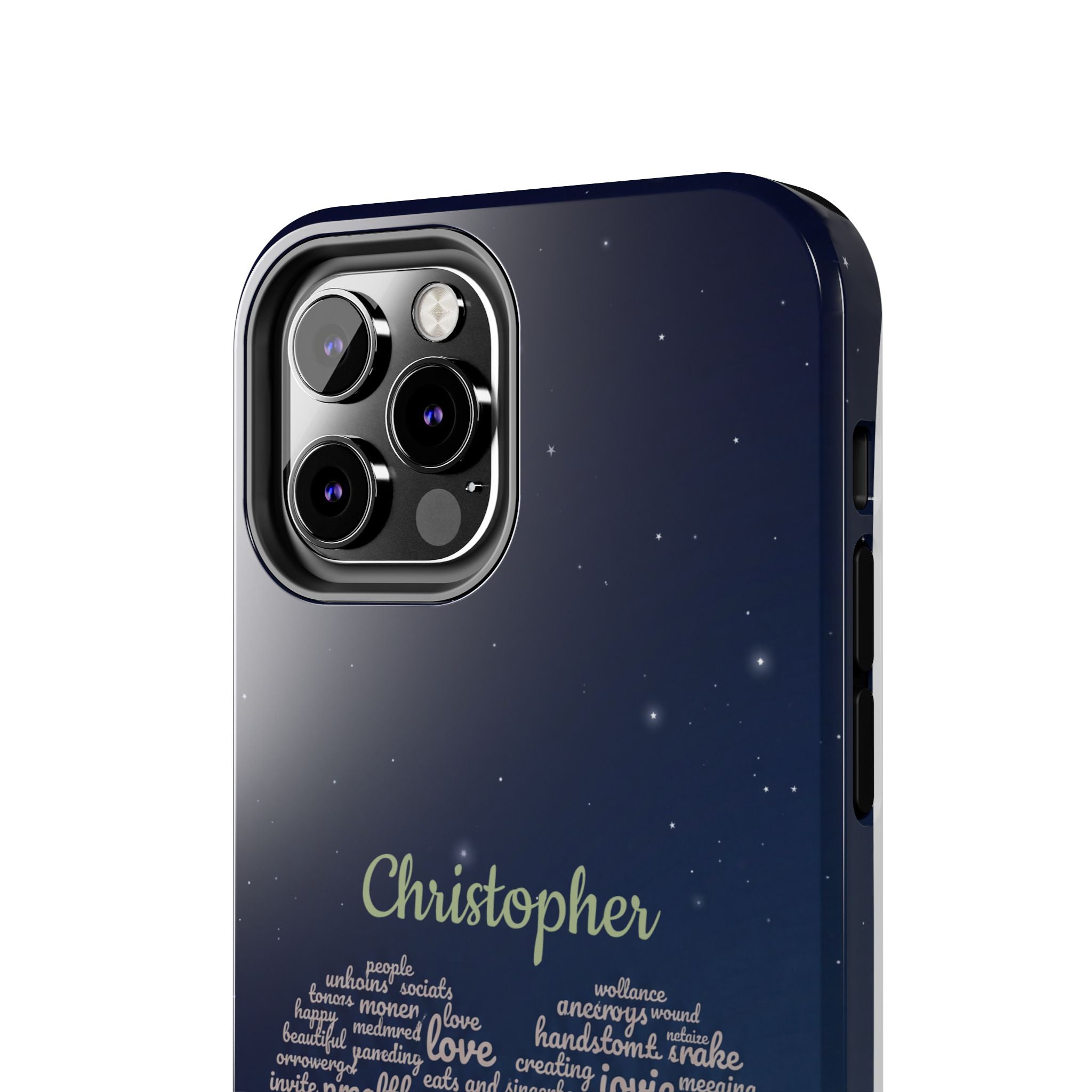Personalized Teacher Heart Word Cloud Phone Case — Custom Name Starry Design