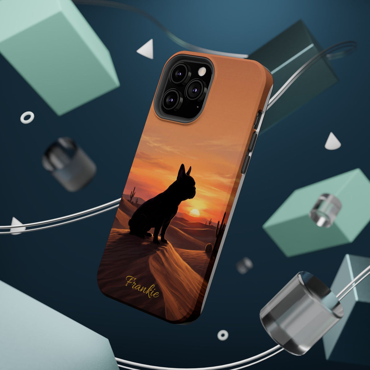 Personalized French Bulldog Desert Sunset Phone Case — Wireless Charging Cover