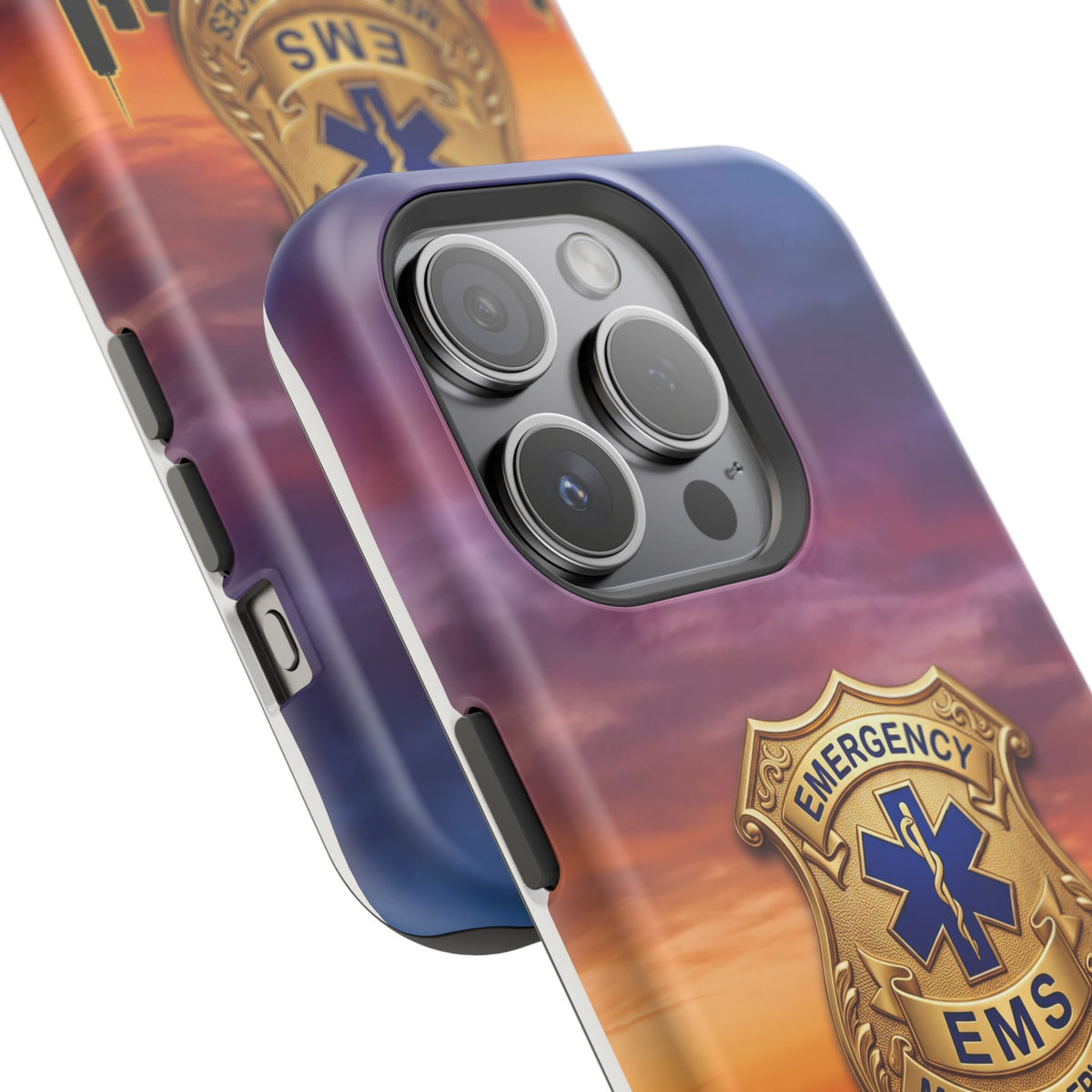 EMS Badge Sunset Skyline Phone Case — Magnetic Wireless Charging Cover