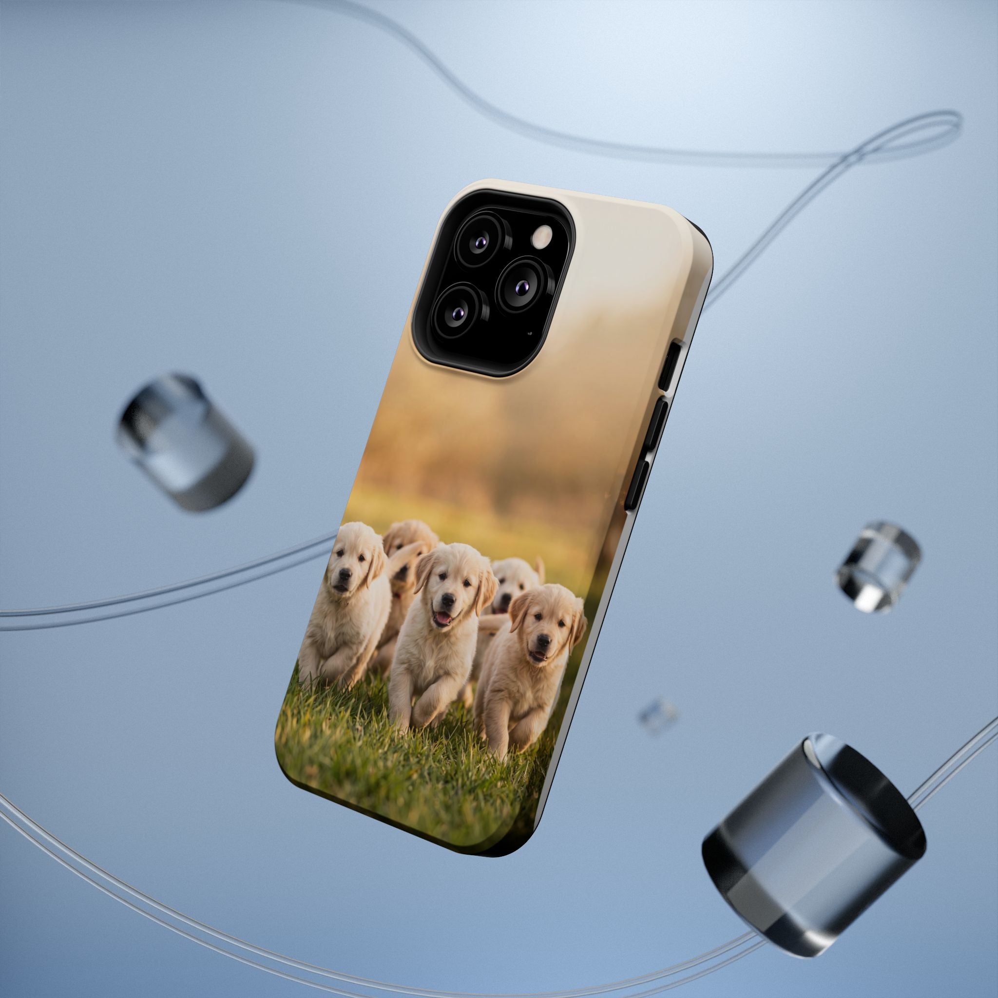 Golden Retriever Puppies Phone Case — Impact-Resistant Wireless Charging Cover