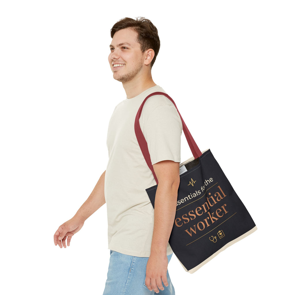Essentials for the Essential Worker Tote | Healthcare Worker Gift Tote Bag | Nurse Doctor Appreciation Gift | Premium Polyester Carry-All