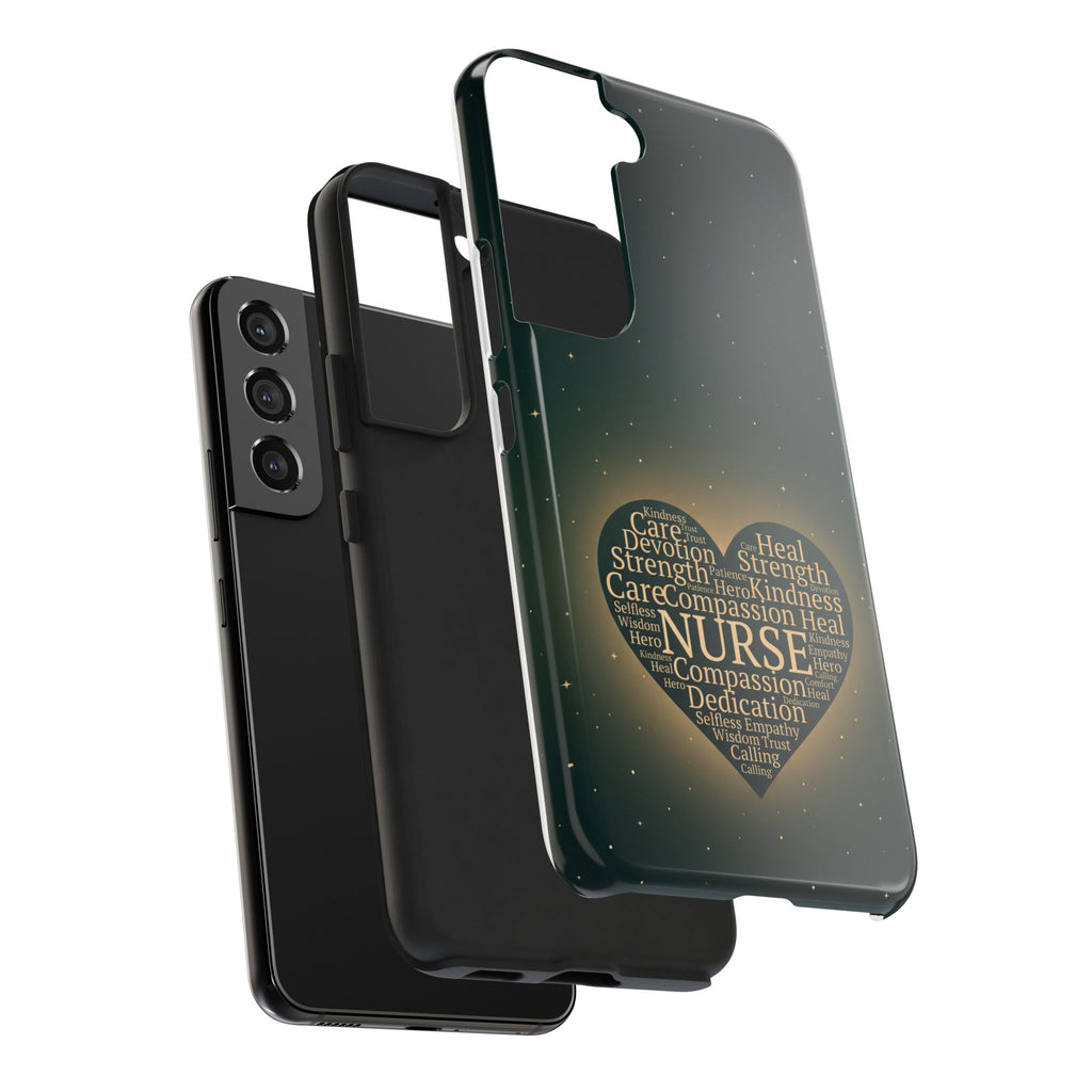 Nurse Heart Tough Phone Case — Inspirational Word Cloud Tribute - iphone and Samsung Galaxy series
