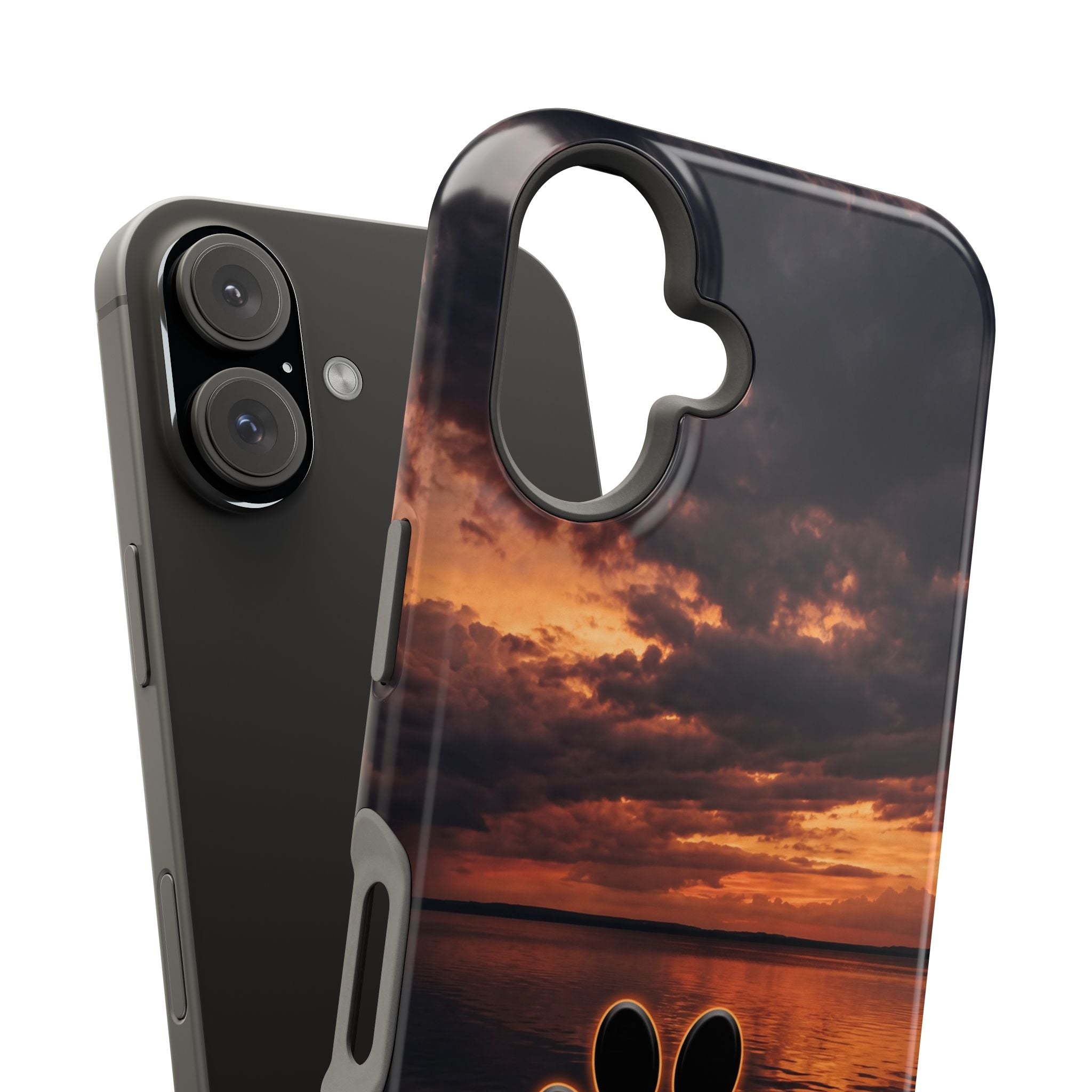Sunset Paw Print Phone Case — Impact-Resistant Wireless Charging Cover