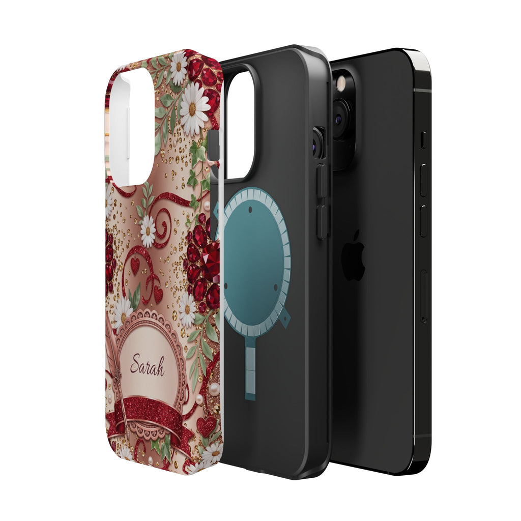 Personalized Vintage Floral Teacher Phone Case — Wireless Charging Cover