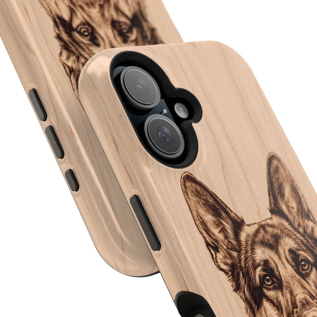 German Shepherd Phone Case | Pyrography Art — Tough Magnetic Case with Wireless Charging
