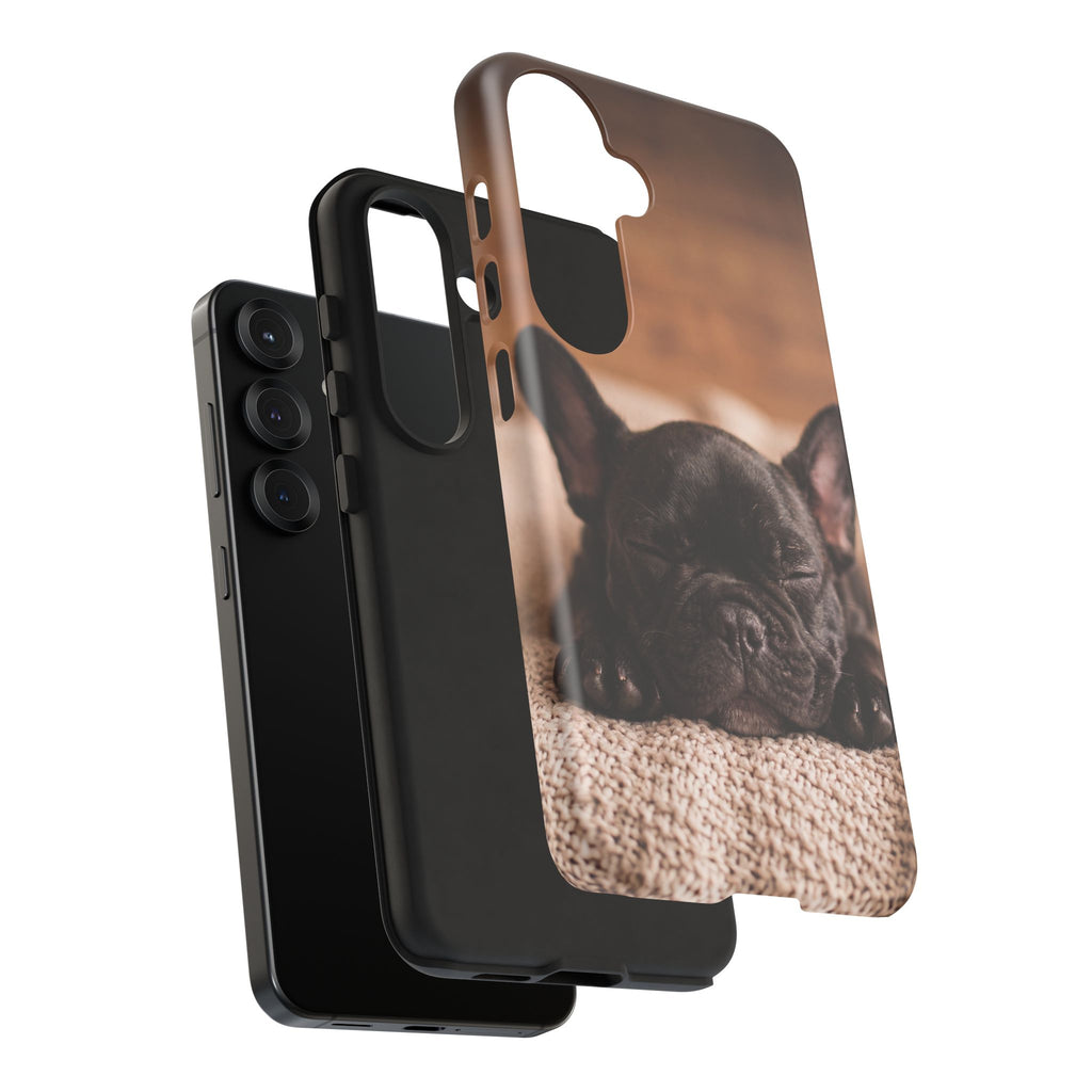 Sleeping French Bulldog Phone Case | Cozy Frenchie Resting on Blanket | iPhone & Samsung
