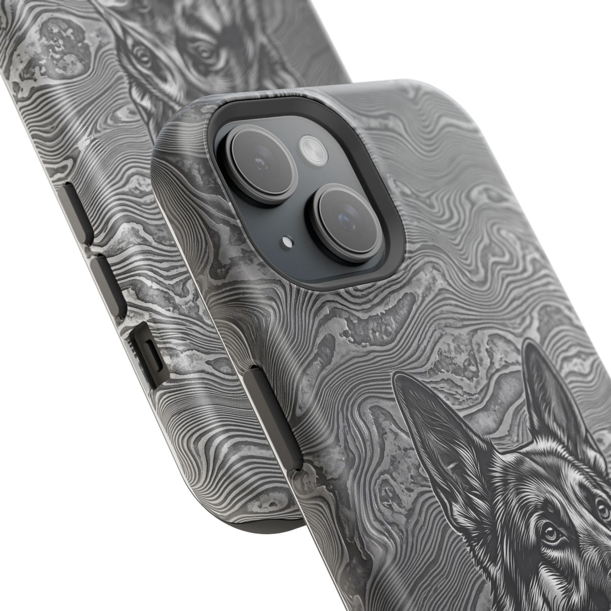 German Shepherd Phone Case | Damascus Art — Tough Magnetic Case with Wireless Charging