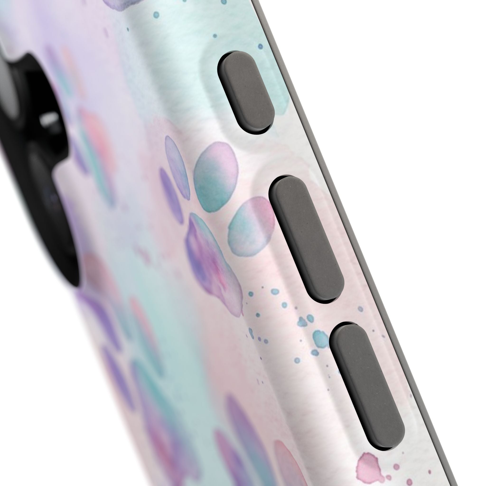 Watercolor Paw Print Phone Case — Impact-Resistant Wireless Charging Cover