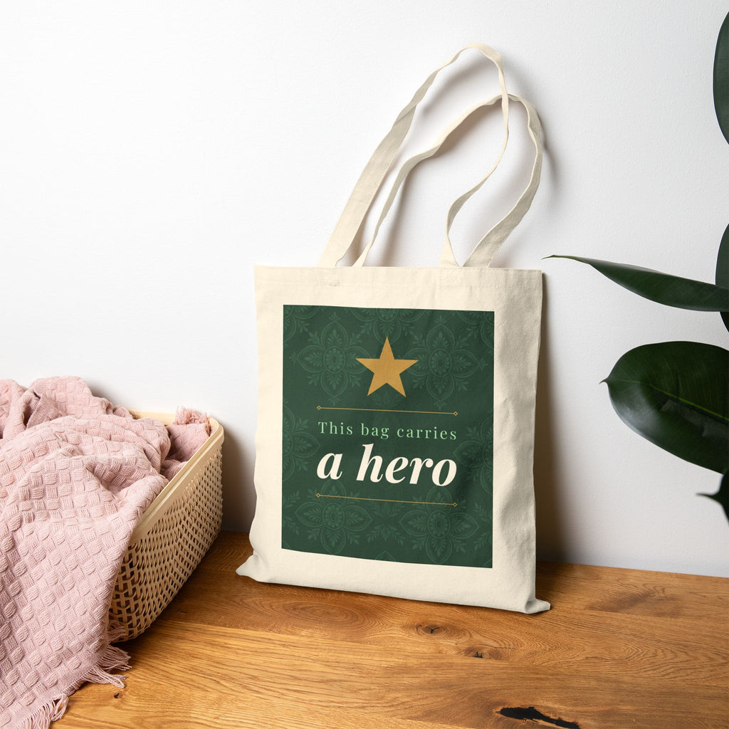 Nurse Tote Bag – This bag carries a hero – Cotton Canvas Tote Bag for Nurses