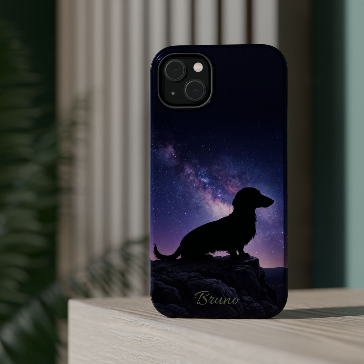 Personalized Dachshund Starry Night Phone Case — Wireless Charging Cover
