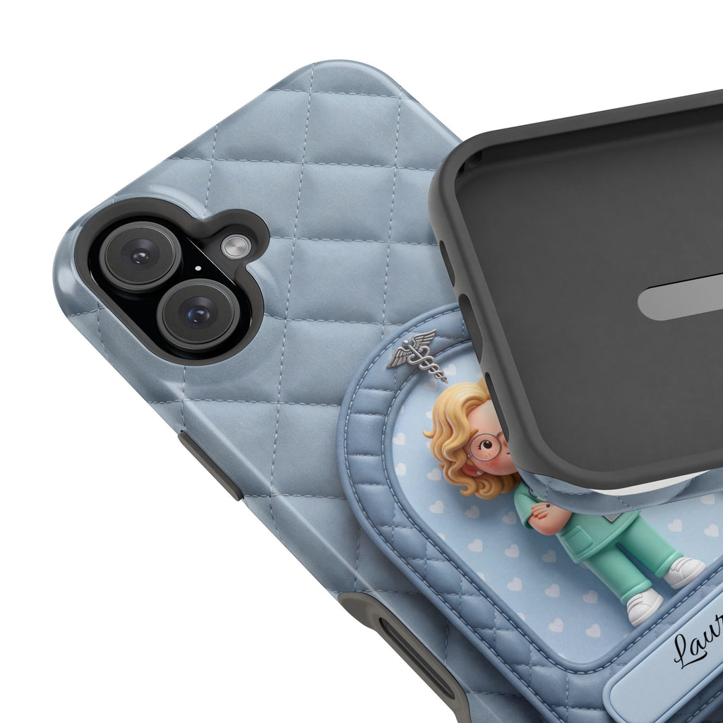 Personalized Quilted Nurse Phone Case — Wireless Charging Cover