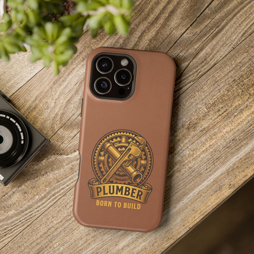 Plumber Born to Build Phone Case — Badge Wireless Charging Cover