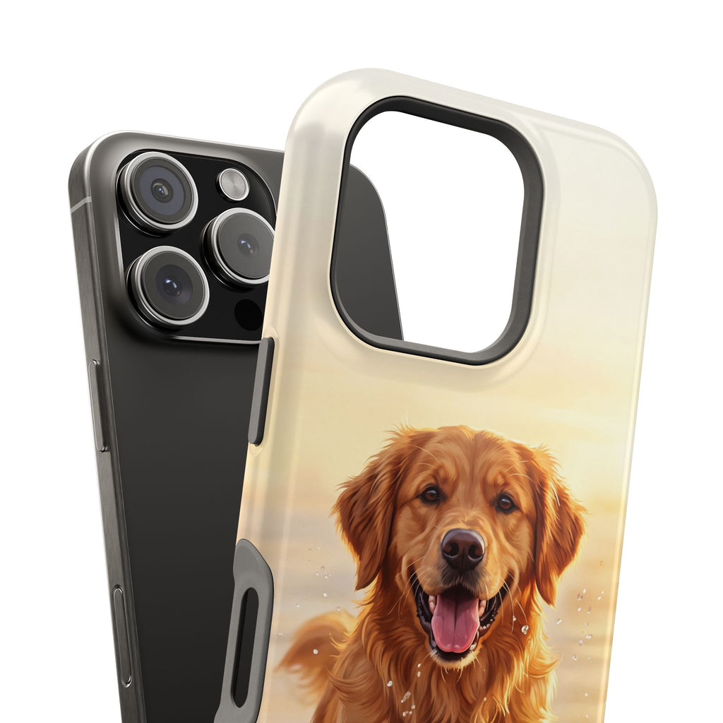 Beach Golden Retriever Phone Case — Impact-Resistant Wireless Charging Cover