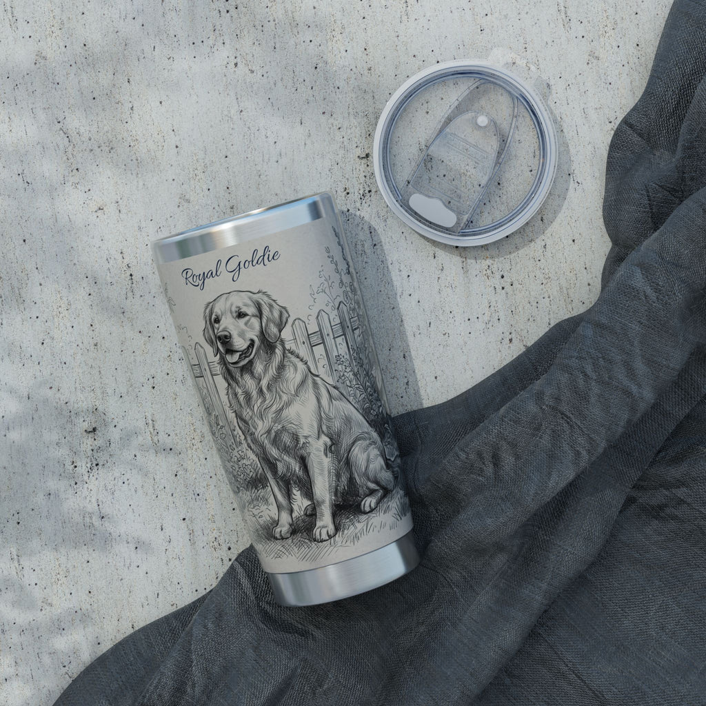 Golden Retriever Tumbler Personalized – 20 oz Stainless Steel Travel Mug with Custom Name, Royal Crown Design