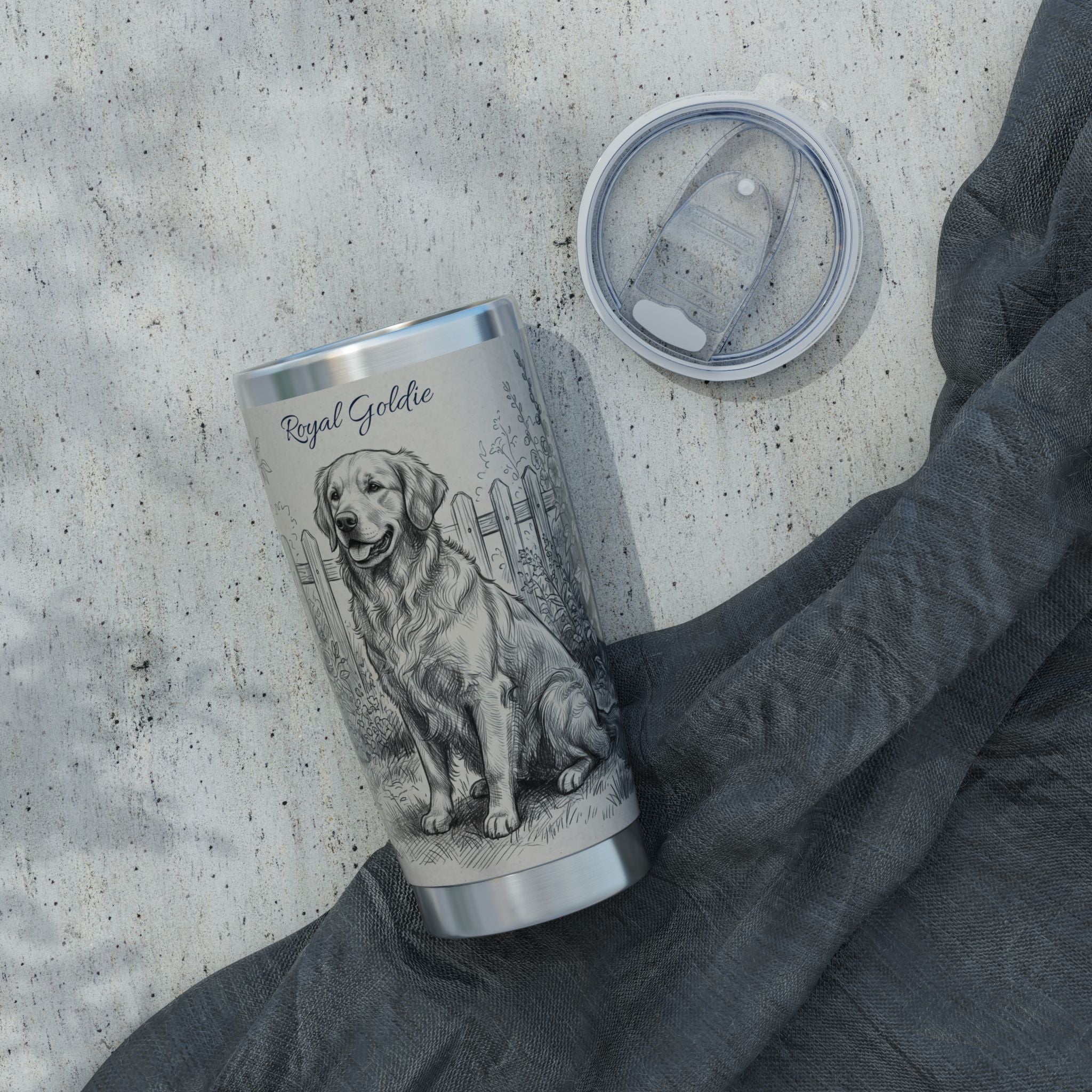 Golden Retriever Tumbler Personalized – 20 oz Stainless Steel Travel Mug with Custom Name, Royal Crown Design