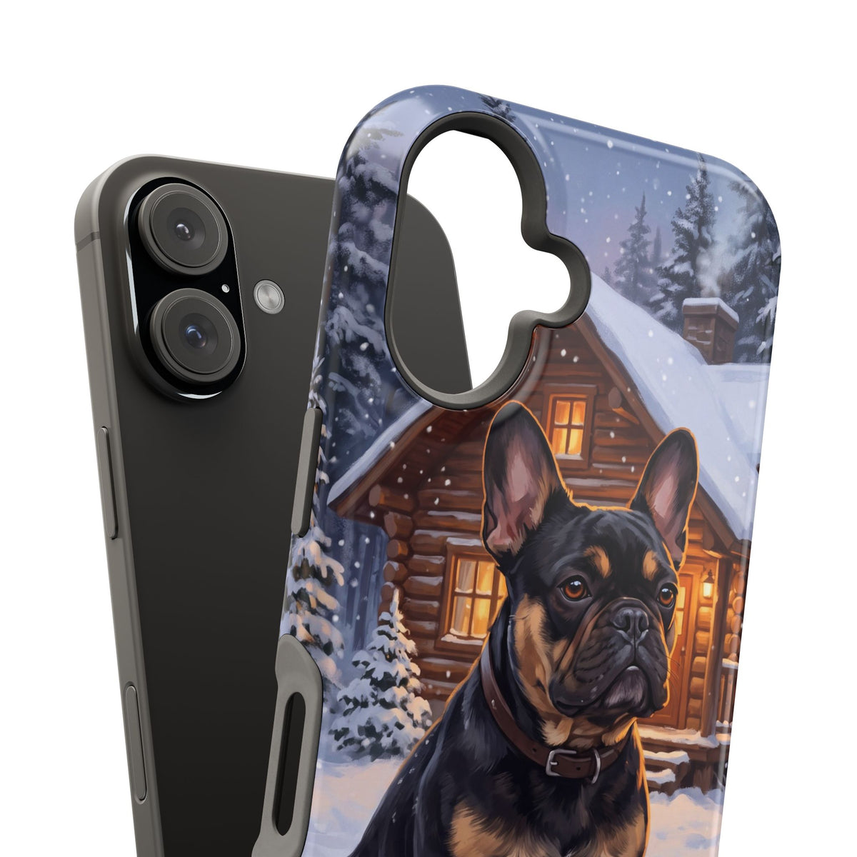 Personalized French Bulldog Cozy Cabin Phone Case — Wireless Charging Cover