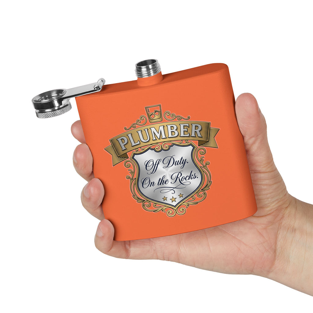 Flask — "Off Duty. On the Rocks." 6oz Stainless Steel Hip Flask